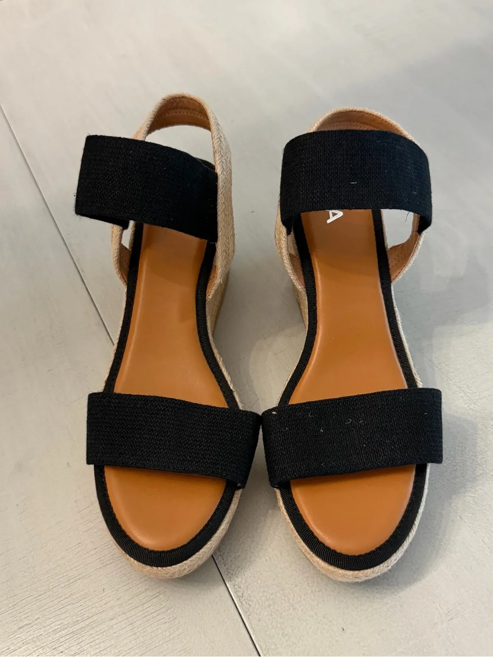 MIA Women’s Brittni Black & Tan Espadrille Wedge Sandals Sz 11 NWOT